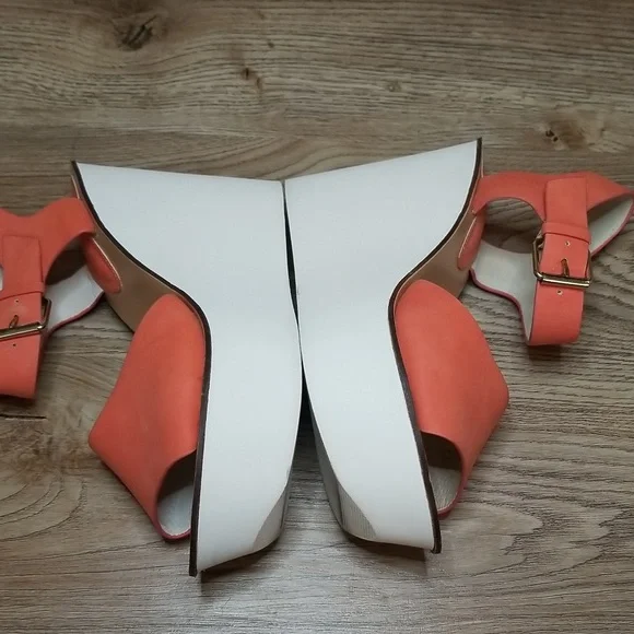 Topshop Womens Coral White Platform Wedge Heel Sandals - Picture 6 of 14